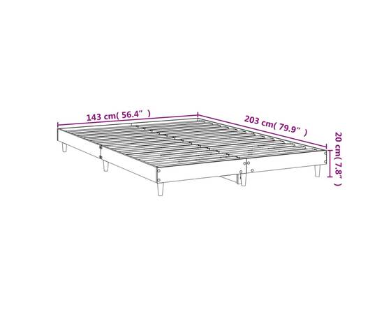 Cadru de pat, gri sonoma, 140x200 cm, lemn prelucrat, 9 image