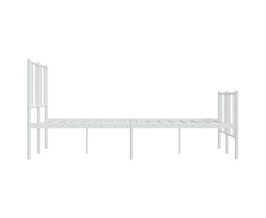 Cadru de pat metalic cu tăblie de cap/picioare, alb, 140x190 cm, 7 image