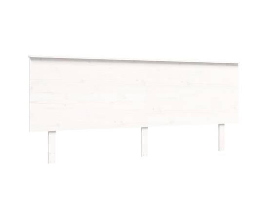 Cadru pat cu tăblie 200x200 cm, alb, lemn masiv, 9 image
