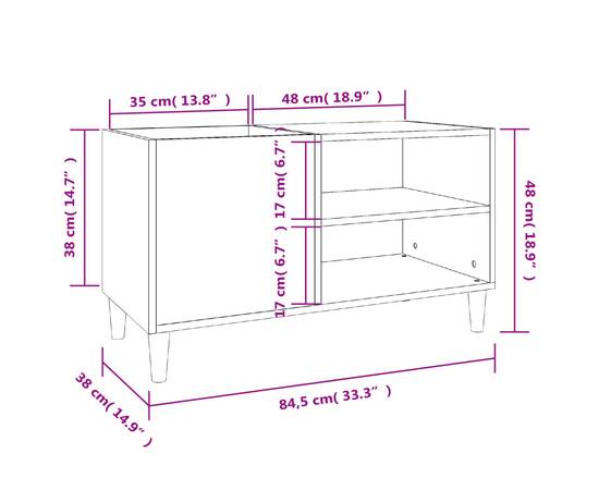 Dulap pentru discuri gri beton 84,5x38x48 cm lemn prelucrat, 8 image