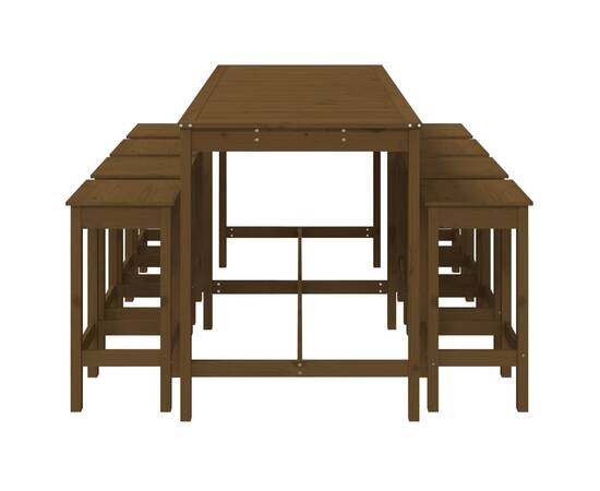 Set mobilier bar de grădină, 9 piese, maro miere lemn masiv pin, 5 image