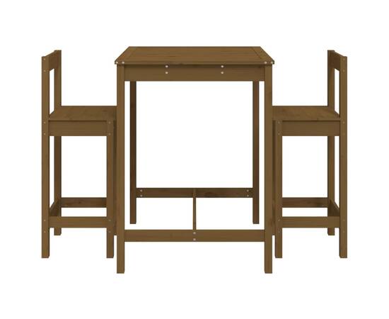 Set mobilier de bar, 3 piese, maro miere, lemn masiv de pin, 4 image