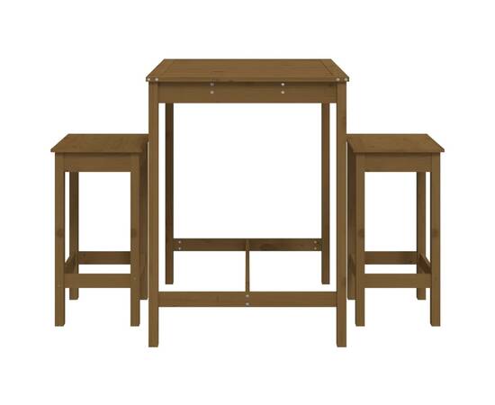 Set mobilier de bar, 3 piese, maro miere, lemn masiv de pin, 4 image