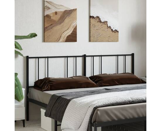 Tăblie de pat metalică, negru, 193 cm