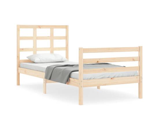 Cadru de pat cu tăblie, 100x200 cm, lemn masiv, 2 image