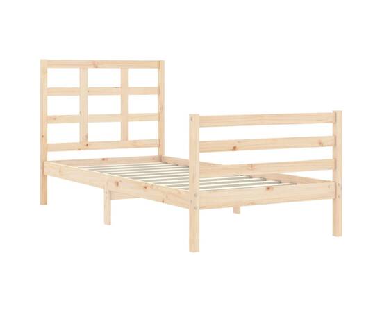 Cadru de pat cu tăblie, 100x200 cm, lemn masiv, 5 image
