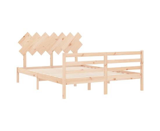 Cadru de pat cu tăblie, 140x200 cm, lemn masiv, 5 image