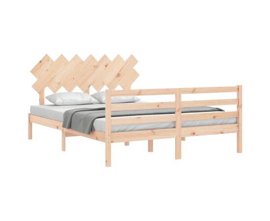 Cadru de pat cu tăblie, 140x200 cm, lemn masiv, 4 image