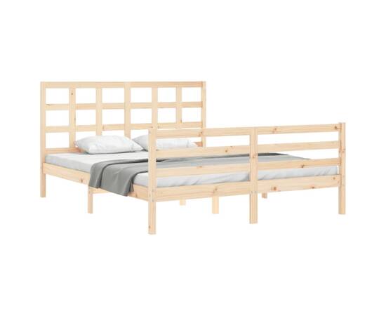 Cadru de pat cu tăblie, 160x200 cm, lemn masiv, 3 image