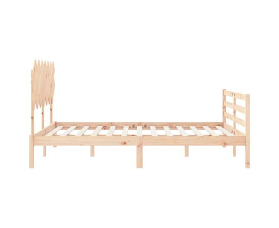 Cadru de pat cu tăblie, lemn masiv, king size 5ft, 7 image