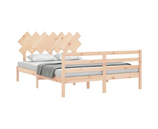Cadru de pat cu tăblie, lemn masiv, king size 5ft, 4 image