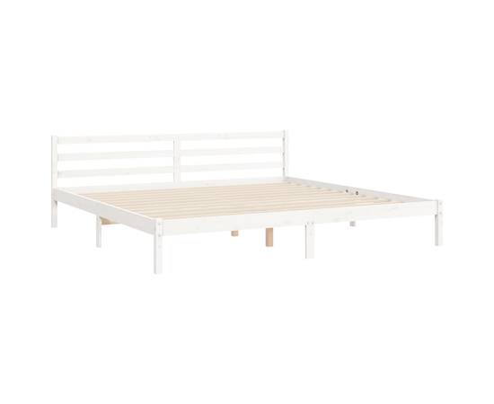 Cadru de pat cu tăblie 6ft super king, alb, lemn masiv, 8 image