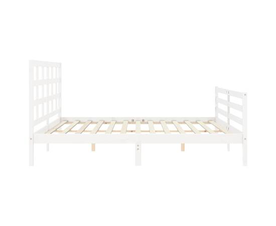 Cadru de pat cu tăblie 6ft super king, alb, lemn masiv, 7 image