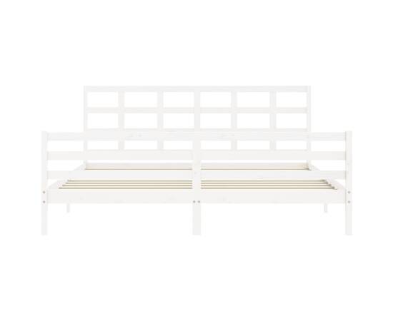 Cadru de pat cu tăblie 6ft super king, alb, lemn masiv, 6 image