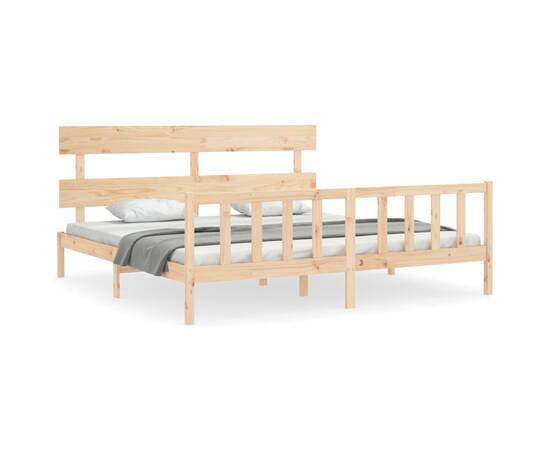 Cadru de pat cu tăblie 6ft super king, lemn masiv, 2 image