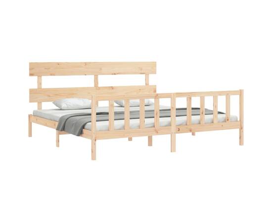 Cadru de pat cu tăblie 6ft super king, lemn masiv, 4 image