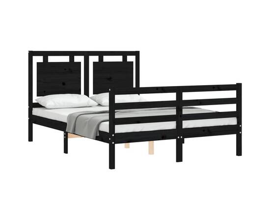 Cadru de pat cu tăblie, negru, 120x200 cm, lemn masiv, 4 image