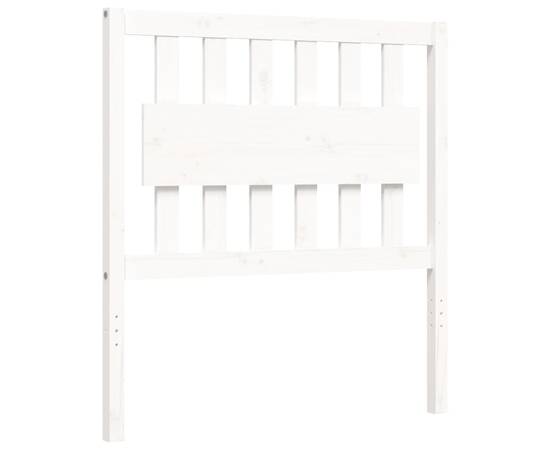 Cadru de pat cu tăblie 3ft, single, alb, lemn masiv, 9 image