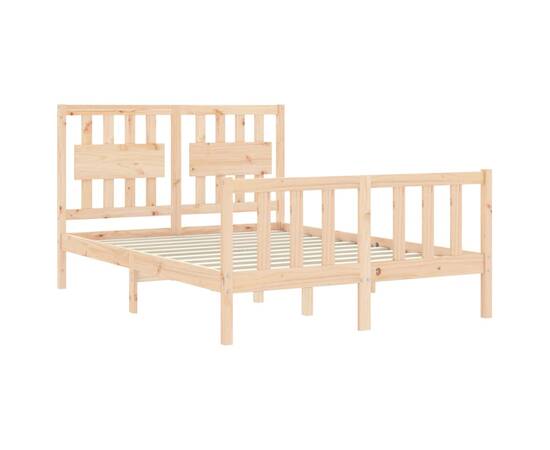 Cadru de pat cu tăblie, 120x200 cm, lemn masiv, 5 image