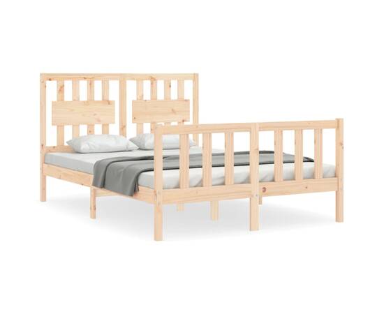 Cadru de pat cu tăblie, 120x200 cm, lemn masiv, 2 image