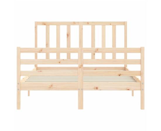 Cadru de pat cu tăblie, lemn masiv, dublu 4ft6, 6 image