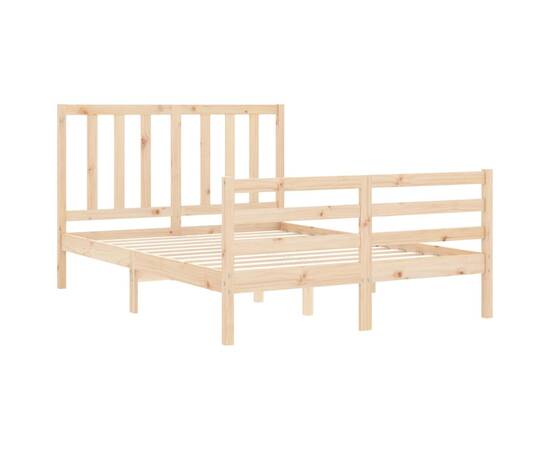 Cadru de pat cu tăblie, lemn masiv, dublu 4ft6, 5 image