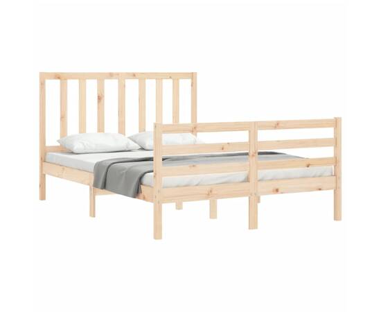 Cadru de pat cu tăblie, lemn masiv, dublu 4ft6, 4 image