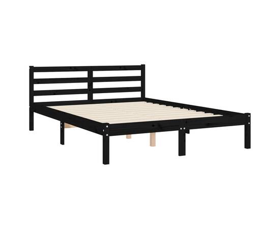Cadru de pat cu tăblie, negru, 120x200 cm, lemn masiv, 9 image