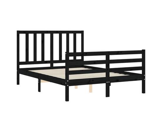 Cadru de pat cu tăblie, negru, 120x200 cm, lemn masiv, 5 image