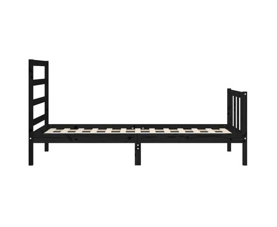 Cadru de pat cu tăblie, negru, 100x200 cm, lemn masiv, 7 image
