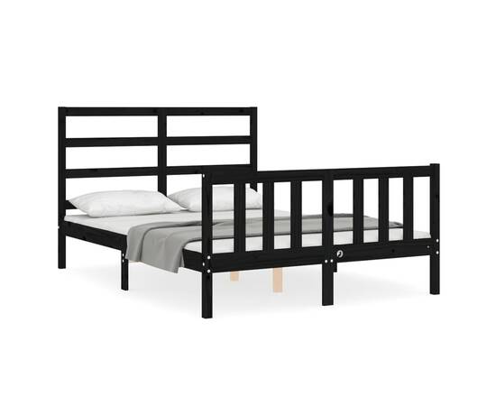Cadru de pat cu tăblie, negru, 120x200 cm, lemn masiv, 2 image