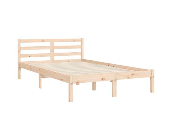 Cadru de pat cu tăblie 4ft, dublu mic, lemn masiv, 8 image
