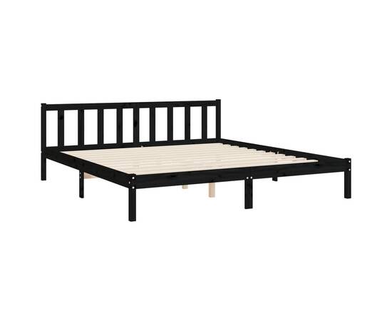 Cadru de pat cu tăblie 6ft super king size, negru, lemn masiv, 9 image