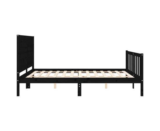 Cadru de pat cu tăblie 6ft super king size, negru, lemn masiv, 7 image