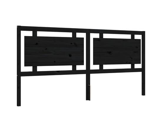 Cadru pat cu tăblie 200x200 cm, negru, lemn masiv, 10 image