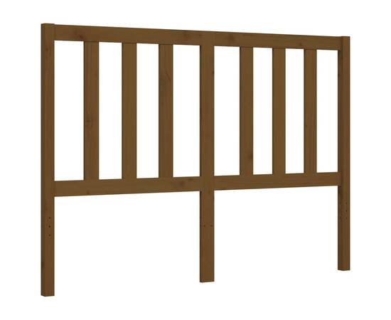 Cadru de pat cu tăblie 4ft, dublu mic, maro miere, lemn masiv, 8 image