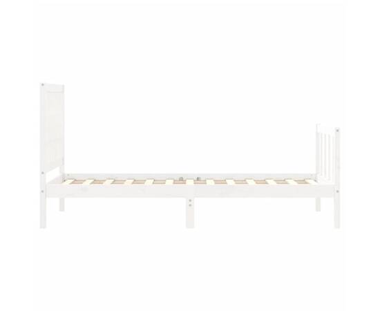 Cadru de pat cu tăblie, alb, 90x200 cm, lemn masiv, 7 image