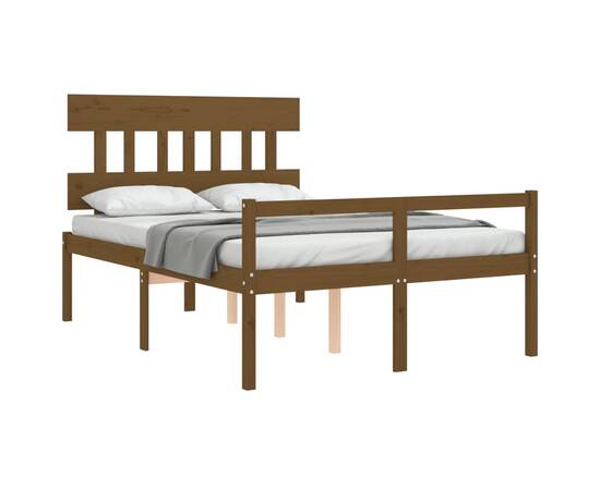 Cadru de pat, maro miere, 140x190 cm, lemn masiv, 4 image