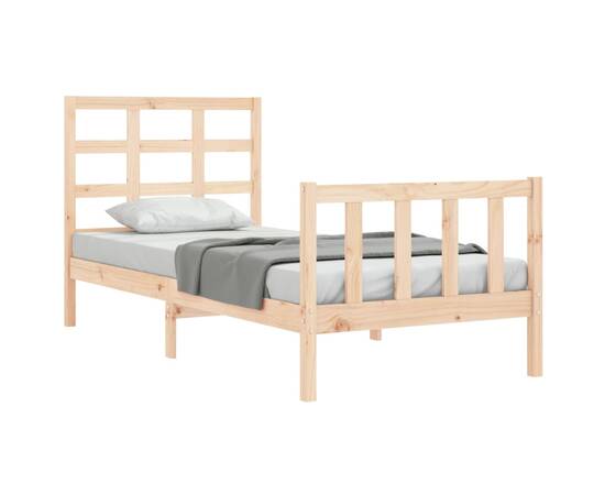 Cadru de pat cu tăblie, 90x190 cm, lemn masiv, 3 image