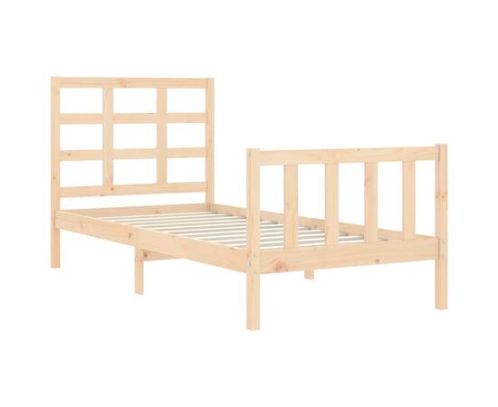 Cadru de pat cu tăblie, 90x190 cm, lemn masiv, 5 image