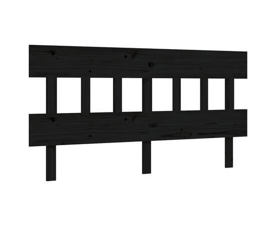 Cadru de pat cu tăblie, negru, lemn masiv, 5ft king, 8 image