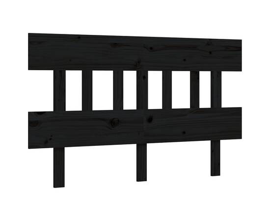 Cadru de pat cu tăblie, negru, lemn masiv, dublu 4ft6, 8 image