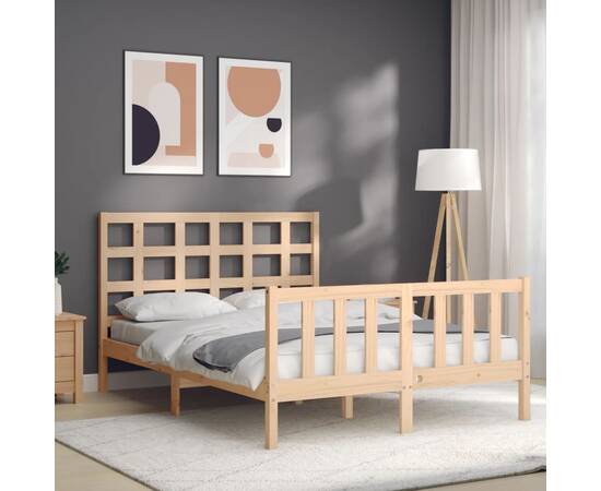 Cadru de pat cu tăblie, 120x200 cm, lemn masiv, 4 image