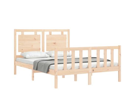 Cadru de pat cu tăblie, 140x190 cm, lemn masiv, 4 image