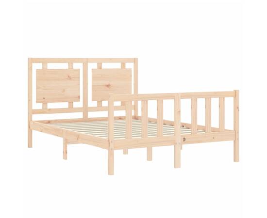 Cadru de pat cu tăblie, 140x190 cm, lemn masiv, 5 image