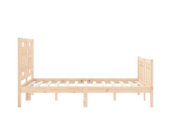 Cadru de pat cu tăblie, 140x190 cm, lemn masiv, 7 image
