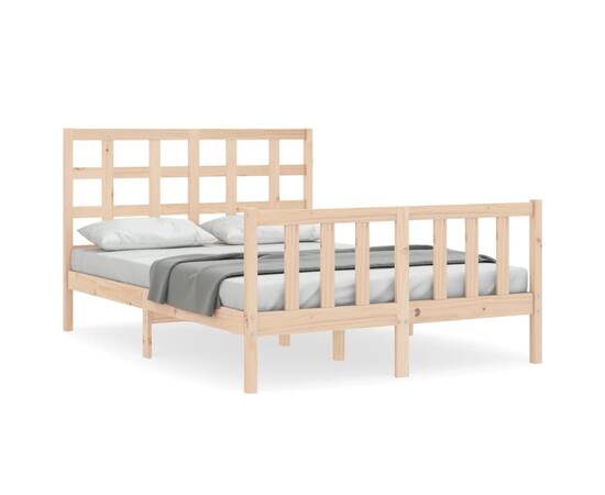 Cadru de pat cu tăblie, 140x200 cm, lemn masiv, 2 image