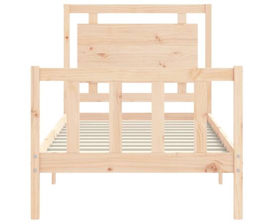 Cadru de pat cu tăblie, 90x190 cm, lemn masiv, 6 image