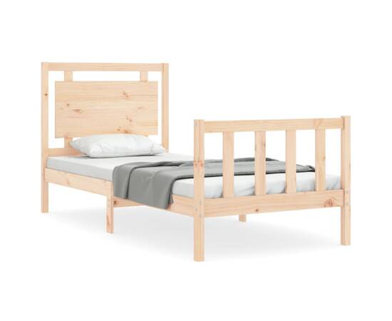Cadru de pat cu tăblie, 90x190 cm, lemn masiv, 2 image