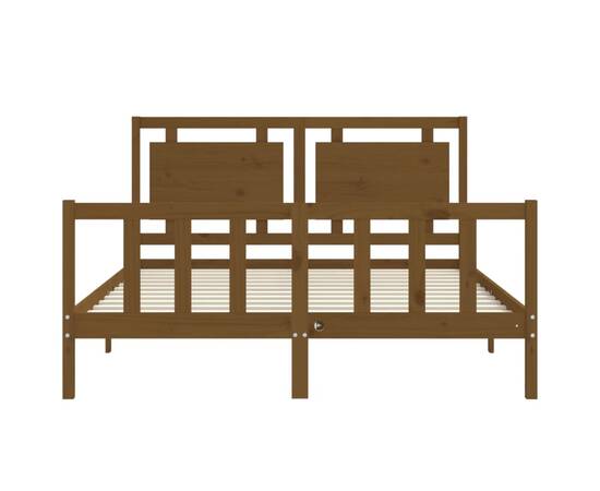 Cadru de pat cu tăblie, maro miere, lemn masiv, king size 5ft, 6 image